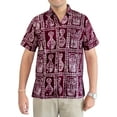 thumbnail image 1 of HAPPY BAY Men's Vacation Front Pocket Cruise Tops Button Down Shirt Summer Aloha Holiday Camping Funky Shirts For Mens 3XL Maroon, Vintage Peanuts Drums, 1 of 3
