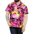 thumbnail image 1 of HAPPY BAY Mens Hawaiian Shirts Short Sleeve Button Down Shirt Men's Tropical Shirts Casual Vacation Summer Party Caribbean Shirts for Men Funny XS Palm Island View, Autumn Pink, 1 of 5