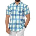 thumbnail image 1 of HAPPY BAY Plaid Men's Classic Short Sleeve Casual Poplin Shirts Button Down Flannel Shirt for Men XL Checkered, Blue Summer Vacation Holiday, 1 of 5