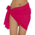 thumbnail image 1 of HAPPY BAY Swim Cover up Short Women's Beachwear Summer Pool Beach Wraps Skirt Swimwear Sarong See Through Sheer Coverups Scarf for Women One Size Plain, Dark Pink, 1 of 5