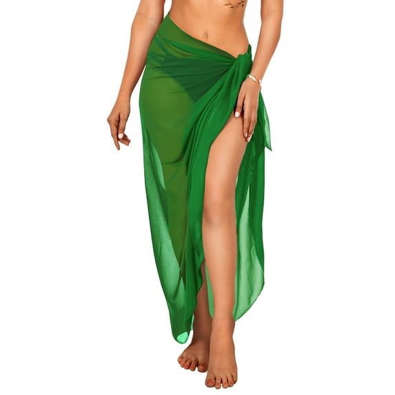 HAPPY BAY Swimsuit Cover up Sarong Long Women's Beachwear Summer Beach Wrap Skirt Swimwear Bikini Cover-ups for Women One Size Shamrock Green, Solid