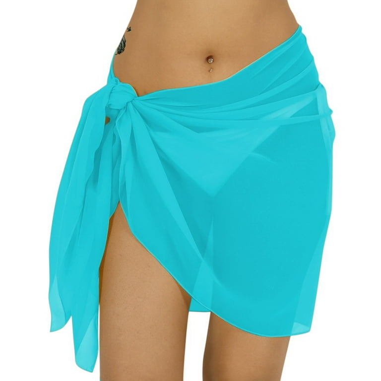 Summer Tropical Green Blue Leaves Womens Beach Sarong Swimsuit Cover Ups  Swimwear Wrap Skirt