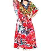 HAPPY BAY Women's African Beach Maxi Slit Dresses Caftan Loungewear Dashiki Print Casual Long Cover up Caftans for Women Plus One Size Hibiscus, Blossom