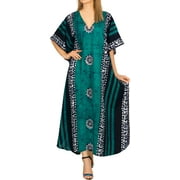 HAPPY BAY Women's Plus Size Caftan Long Boho Nightwear Loungewear Dashiki House Dresses for Women 2X-3X Brown-AA77