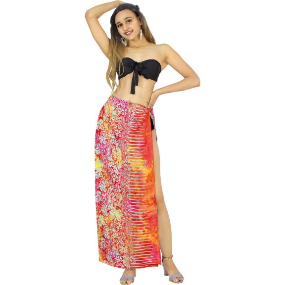 HAPPY BAY Women's Beach Bathing suit Wrap Bikini Swimwear Swim Cover up Summer Wraps Swimsuit Beachwear Sarong Coverups Skirts for Women One Size Fuscia, Tropical