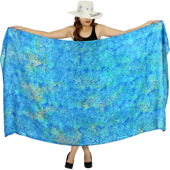 HAPPY BAY Women's Beach Bathing suit Wrap Bikini Swimwear Swim Cover up Summer Wraps Swimsuit Beachwear Sarong Coverups Skirts for Women One Size Leaves, Lapis