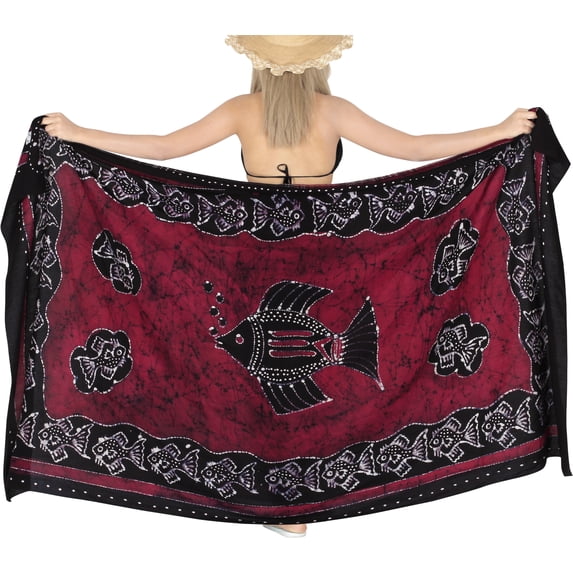 HAPPY BAY Women's Beach Bikini Swimwear Cover up Wrap Bathing suit Summer Wraps Swimsuit Sarong Skirts for Women One Size Garnet_P385