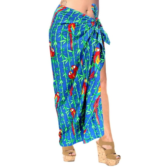 HAPPY BAY Women's Beach Bikini Swimwear Cover up Wrap Skirt Summer Wraps Sarong Swimsuits for Women One Size Plus Lapis, Parrot Bamboo Tree