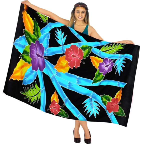 HAPPY BAY Women's Beach Bikini Swimwear Swim Cover up Wrap Bathing suit Summer Wraps Swimsuit Beachwear Sarong Coverups Skirts for Women One Size Black, Floral