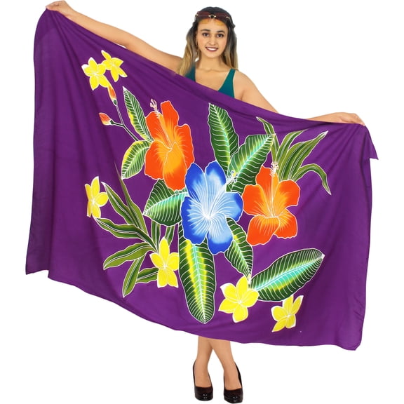 HAPPY BAY Women's Beach Bikini Swimwear Swim Cover up Wrap Skirt Bathing suit Summer Wraps Beachwear Sarong Coverups Swimsuits for Women One Size Purple, Flower
