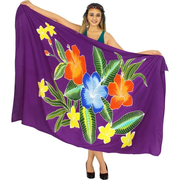 HAPPY BAY Women's Beach Bikini Swimwear Swim Cover up Wrap Skirt Bathing suit Summer Wraps Beachwear Sarong Coverups Swimsuits for Women One Size Purple, Flower