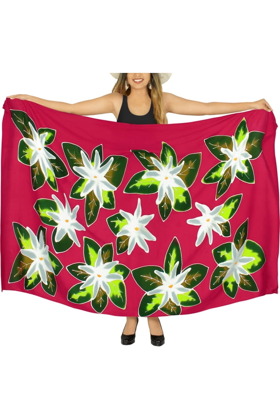 Women's Beach Bikini Swimwear Swim Cover up Wrap Skirt Bathing suit Summer Wraps Beachwear Sarong Coverups Swimsuits for Women One Size Red, Hibiscus