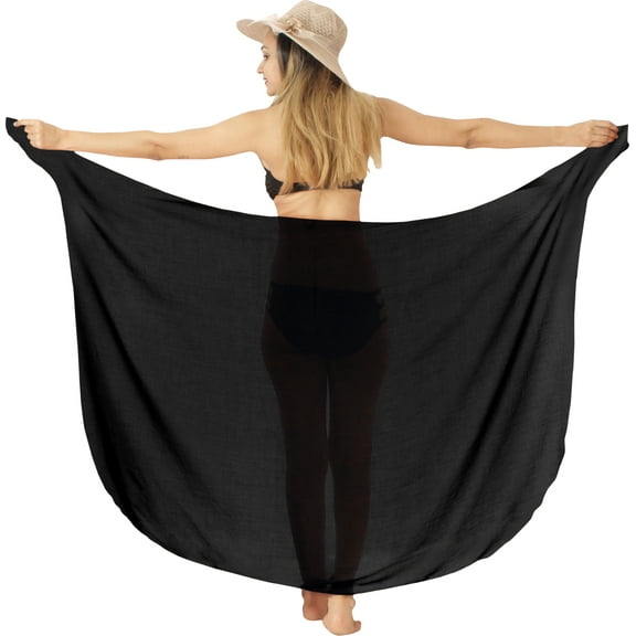 HAPPY BAY Women's Beach Bikini Wraps Sarong Swimwear Cover up Wrap Skirt Bathing suit Swimsuit Pareo for Women One Size Midnight, Solid