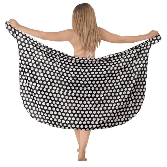 HAPPY BAY Women's Beach Bikini Wraps Swimwear Cover up Wrap Skirt Bathing suit Swimsuit Sarong Coverups for Women One Size Polka Dot, Black