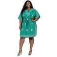 thumbnail image 1 of HAPPY BAY Women's Beach Caftan Bikini Casual Summer Cover Ups Swimwear Ladies Swimsuit Coverup Short Kaftan Dresses for Women 2X-3X Turquoise, Floral, 1 of 2