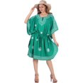 thumbnail image 1 of HAPPY BAY Women's Beach Caftan Bikini Casual Summer Cover Ups Swimwear Ladies Swimsuit Coverup Short Kaftan Dresses for Women 2X-3X Turquoise, Floral, 1 of 5