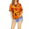 thumbnail image 1 of HAPPY BAY Women's Beach Halloween Costumes Party Blouse Shirt Spooky Hocus Pocus Print Tops Short Sleeve Button Down Holiday Shirts for Women S Scary Skull Orange, 1 of 5