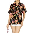 thumbnail image 1 of HAPPY BAY Women's Beach Halloween Costumes Skull Party Print Hawaiian Blouse Tops Short Sleeve Button Down Holiday Shirts for Women S Party Festive Black, 1 of 4