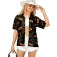 thumbnail image 1 of HAPPY BAY Women's Beach Hawaiian Blouse Shirt Spooky Boo Print Tops Short Sleeve Button Down Holiday Party Halloween Costumes Shirts for Women S Midnight Boo Scary Ghost, 1 of 6