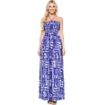 thumbnail image 1 of HAPPY BAY Women's Beach Summer A-Line Maxi Smocked Top Slit Dress Long Casual Strapless Tube Dresses for Women One Size Cobalt, Tropical, 1 of 5