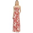 thumbnail image 1 of HAPPY BAY Women's Beach Summer A-Line Maxi Smocked Top Slit Dress Long Sleeveless Casual Strapless Tube Dresses for Women One Size Tart, Tropical, 1 of 3