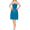 thumbnail image 1 of HAPPY BAY Women's Beach Summer Casual Smocked Mini Flowy Dress Tube Top Strapless Dresses for Women One Size Turquoise, Solid, 1 of 3