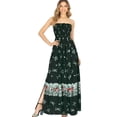 thumbnail image 1 of HAPPY BAY Women's Beach Summer Halloween Costumes Evening Party Strapless Caribbean Pirate Maxi Smocked Dress Flowy Elastic Tube Top Dresses for Women One Size Skull Crossbones, Black, 1 of 5