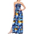thumbnail image 1 of HAPPY BAY Women's Beach Summer Ruched Tube Top Maxi Evening Dress Strapless Dresses for Women One Size Sunset, Palm Tree, 1 of 5