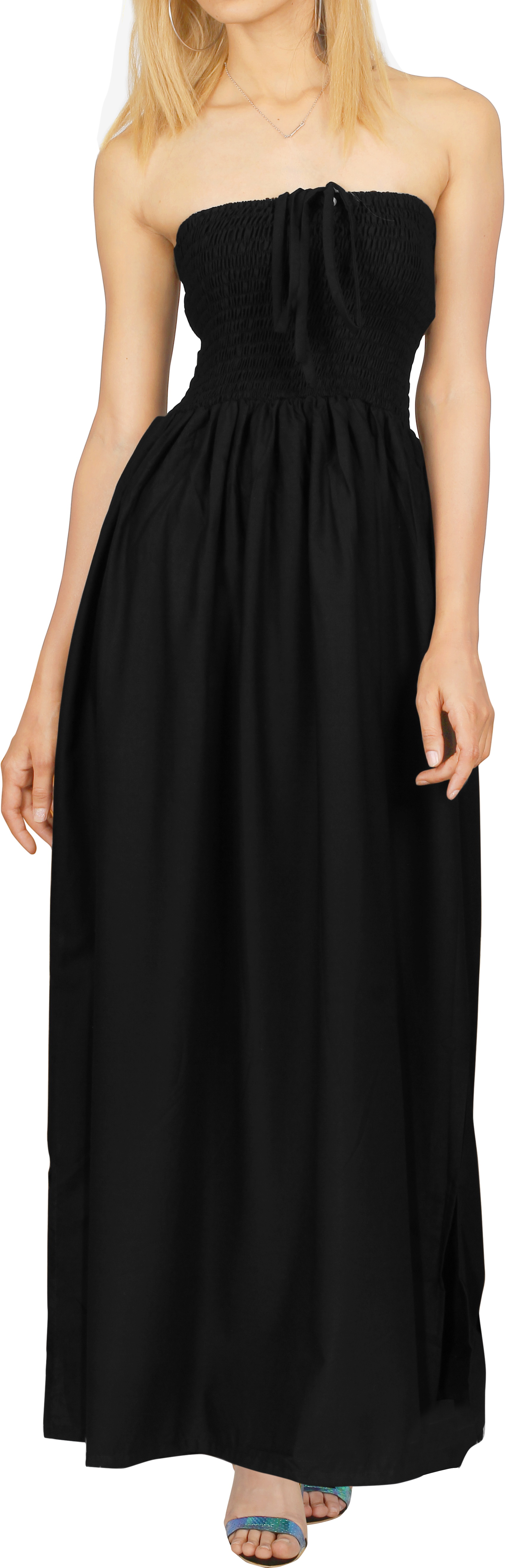 Bayside Beauty Wave Trim Patchwork Back Smocked Suspender Maxi Dress main image 0