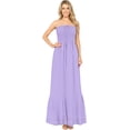 thumbnail image 1 of HAPPY BAY Women's Beach Summer Solid Smocked Tube Top Maxi Evening Frill Dress Casual Strapless Dresses for Women One Size Lavender, Solid, 1 of 5