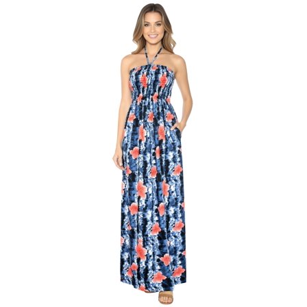 HAPPY BAY Women's Beach Summer Wedding Tube Top Maxi Evening Slit Dress Strapless Dresses for Women One Size Black, Floral