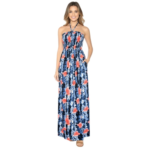 HAPPY BAY Women's Beach Summer Wedding Tube Top Maxi Evening Slit Dress Strapless Dresses for Women One Size Black, Floral