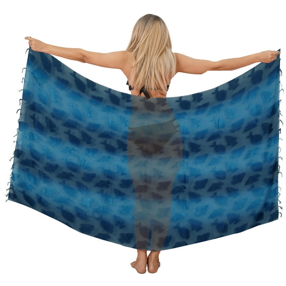 HAPPY BAY Women's Beach Swimwear Cover Up Bikini Wraps Sarong One Size Fish, Blue