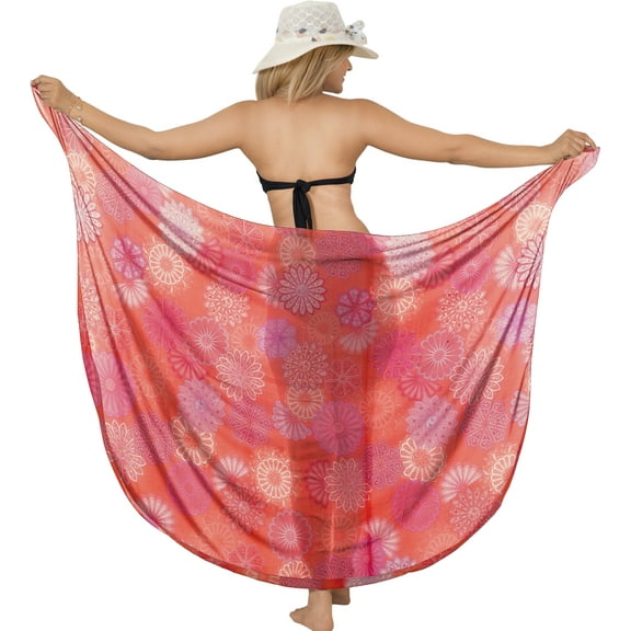 HAPPY BAY Women's Beach Swimwear Cover Up Bikini Wraps Sarong One Size Flower, Red