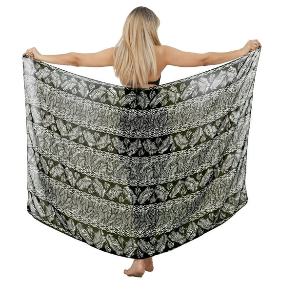 HAPPY BAY Women's Beach Swimwear Cover Up Bikini Wraps Sarong One Size Tropical, Black