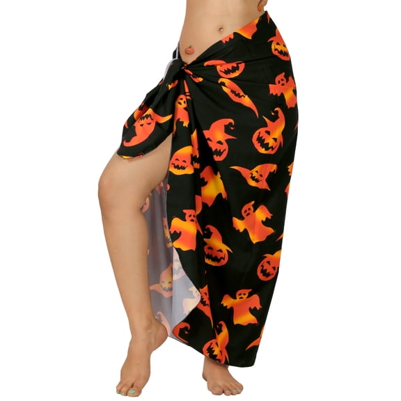 HAPPY BAY Women's Beach Wrap Bathing suit Halloween Costumes Bikini Wraps Skirt Sarong Swimsuits for Women One Size Coal, Skull
