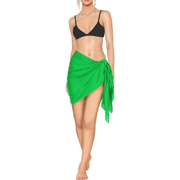 HAPPY BAY Women's Beach Wrap Bikini Swimwear Cover up Skirt Summer Wraps Beachwear Sarong Coverups Swimsuits for Women One Size Short Shamrock Green_S924