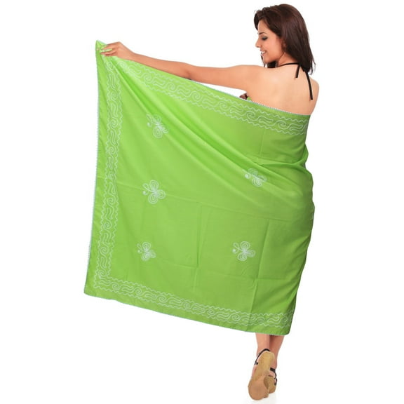 HAPPY BAY Women's Beach Wrap Bikini Swimwear Cover up Bathing suit Summer Wraps Swimsuit Sarong Skirts for Women One Size Embroidery, Green