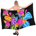 thumbnail image 1 of HAPPY BAY Women's Beach Wrap Bikini Swimwear Swim Cover up Bathing suit Summer Wraps Swimsuit Beachwear Sarong Coverups Skirts for Women One Size Coal, Allover Hibiscus, 1 of 3