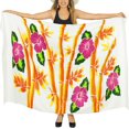 thumbnail image 1 of HAPPY BAY Women's Beach Wrap Bikini Swimwear Swim Cover up Skirt Bathing suit Summer Wraps Beachwear Sarong Coverups Swimsuits for Women One Size Orange, Flower, 1 of 5
