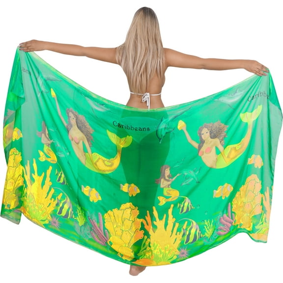 HAPPY BAY Women's Beach Wrap Bikini Wraps Sarong Swimwear Cover up Skirt Bathing suit Swimsuit Pareo Coverups for Women One Size Flora and fauna, Green