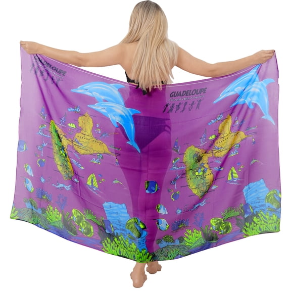 HAPPY BAY Women's Beach Wrap Bikini Wraps Sarong Swimwear Cover up Skirt Bathing suit Swimsuit Pareo Coverups for Women One Size Flora and fauna, Violet