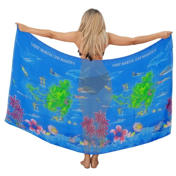 HAPPY BAY Women's Beach Wrap Bikini Wraps Sarong Swimwear Cover up Skirt Bathing suit Swimsuit Pareo Coverups for Women One Size Dolphin, Blue