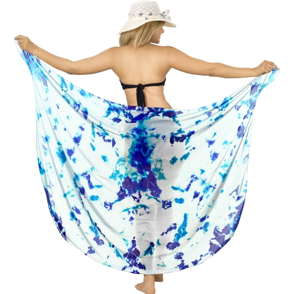 HAPPY BAY Women's Beachwear Cover-up Swimwear Sarong Pareo Summer Bikinis Pareos Coverups Vacation Long Beach Cover up Wraps One Size Blue, Tie Dye