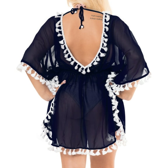 HAPPY BAY Women's Beachwear Loose Swimsuit Coverups for Women Summer Swim Beach Dress Cover ups for Swimwear Women Bathing Suit L-XL Navy, Solid
