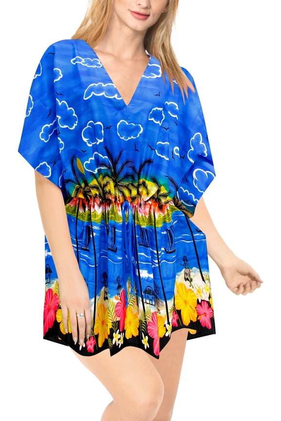 Women's Beachwear Plus Size Swimsuit Coverups for Women Summer Swim Beach Dress Cover ups for Swimwear Women Bathing Suit Cover-Up 3X-4X Cobalt, Floral Hibiscus