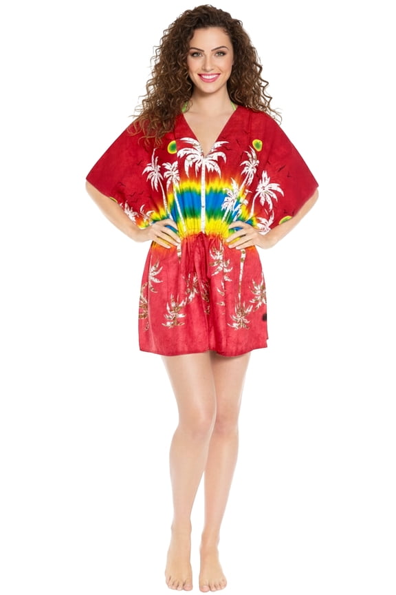 Women's Beachwear Plus Size Swimsuit Coverups for Women Summer Swim Beach Dress Cover ups for Swimwear Women Bathing Suit Cover-Up for Women 3X-4X Tart, Palm Tree