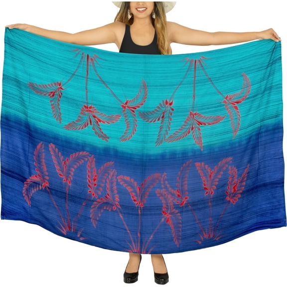 HAPPY BAY Women's Beachwear Sarong Bikini Skirt Swim Cover up Swimwear Summer Wraps Swimsuit Beach Wrap Coverups for Women One Size Palm, Blue