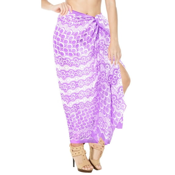 HAPPY BAY Women's Beachwear Sarong Coverups Bikini Skirt Swim Cover up Summer Wraps Bathing suit Swimwear Beach Wrap Skirts for Women One Size Violet, Polka Dots