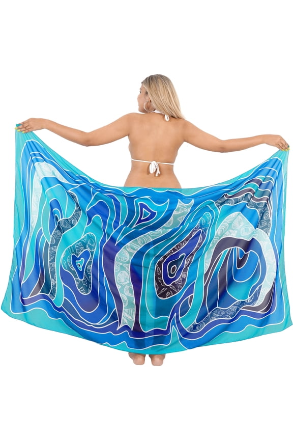 Women's Beachwear Sarong Coverups Bikini Skirt Swim Cover up Summer Wraps Swimwear Beach Wrap Skirts for Women One Size Abstract, Royal Blue